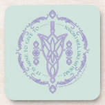 ARWEN™ Evenstar Quote Graphic Coaster<br><div class="desc">Embrace the grace and strength of Middle-earth™ with this elegant Lord of the Rings™ design inspired by Arwen™ and the timeless beauty of Elven artistry. At the center, an intricate Evenstar-style motif is framed by delicate scrollwork and flowing ornamental details, creating a refined, symmetrical composition. Encircling the design is the...</div>