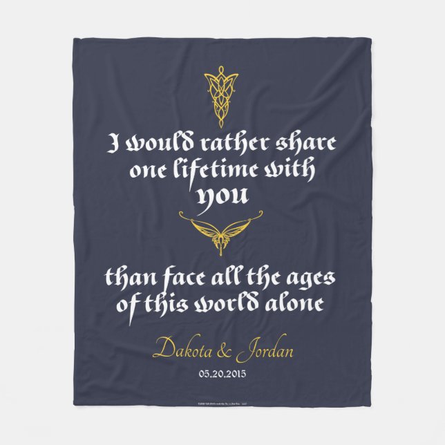 Arwen "One Lifetime With You" Quote With Icons Fleece Blanket (Front)