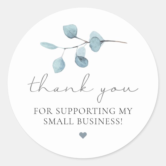 ARYA Boho Sage Eucalyptus Greenery Small Business Classic Round Sticker (Front)