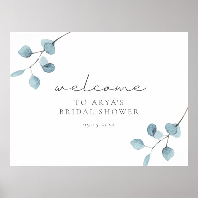 ARYA Eucalyptus Greenery Bridal Shower Welcome Pos Poster (Front)