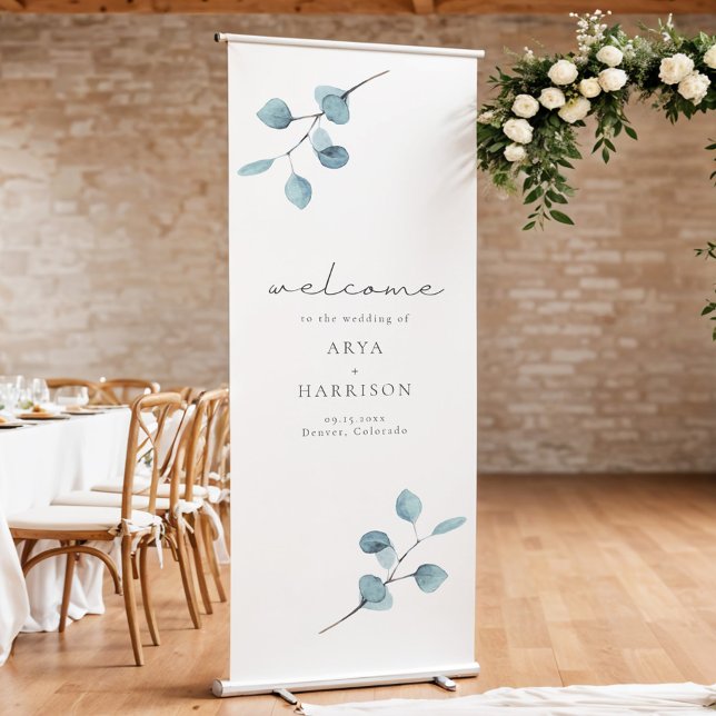 ARYA Rustic Eucalyptus Greenery Wedding Welcome Retractable Banner (Creator Uploaded)