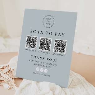 ARYA Sage Green Scan to Pay Business QR Codes Pedestal Sign