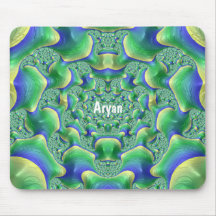 ARYAN ~ Zany Green, Yellow and Blue Mouse Pad