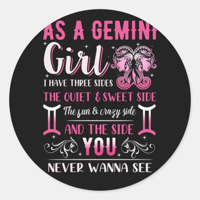 As A Gemini Girl Birthday Astrology Zodiac Sign Classic Round Sticker (Front)
