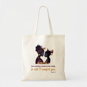 As a mother comforts her child tote bag