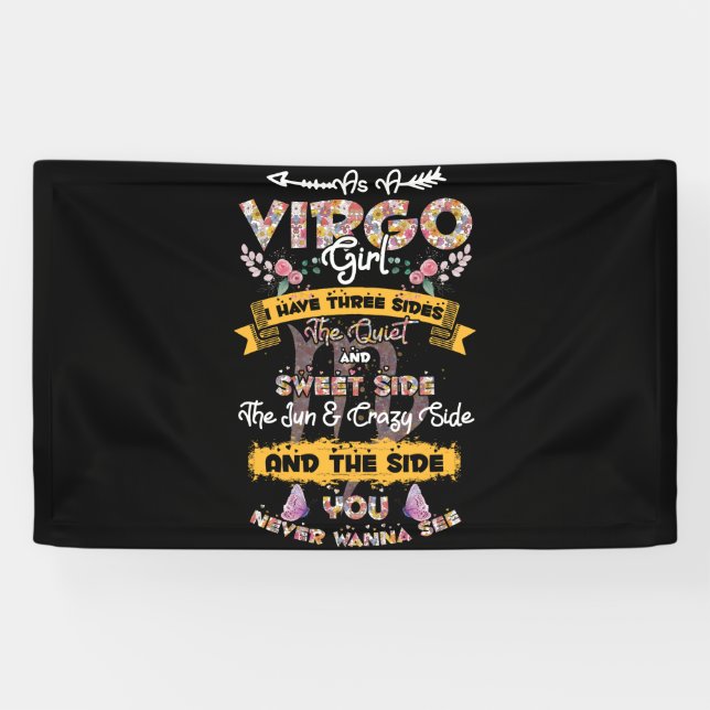 As A Virgo Girl birthday Astrology Zodiac Floral Banner (Horizontal)
