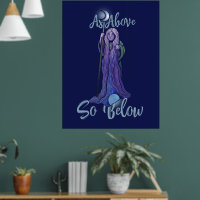 "As Above so Below" Crone Moon Goddess Pagan Art