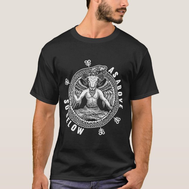 As Above So Below  Satan Baphomet Leviathan Cross  T-Shirt (Front)