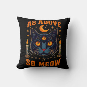 As Above, So Meow Triple Eye Mystic Black Cat Cushion