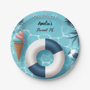 As Boy Fun Teen Adult Pool Party Sweet 16 Birthday Paper Plate