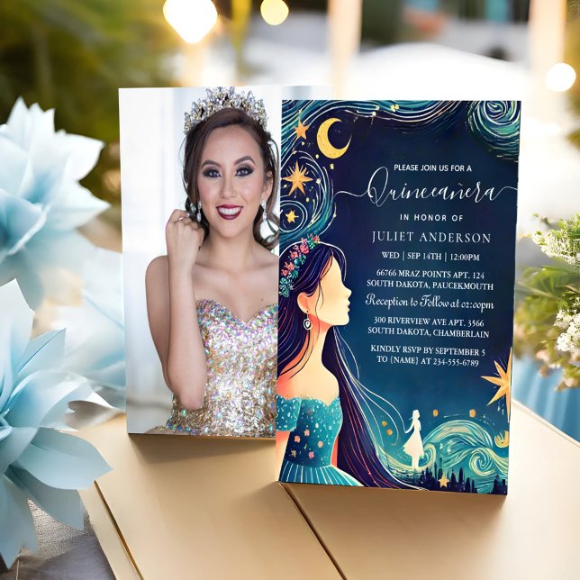 As Dark Fun Star Prom Starry Night Sky Quinceanera Invitation (Creator Uploaded)