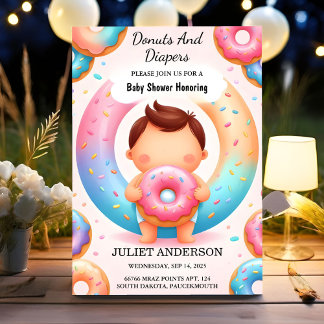 As Dreams Pink Blue Doughnuts And Diapers Baby Sho Invitation