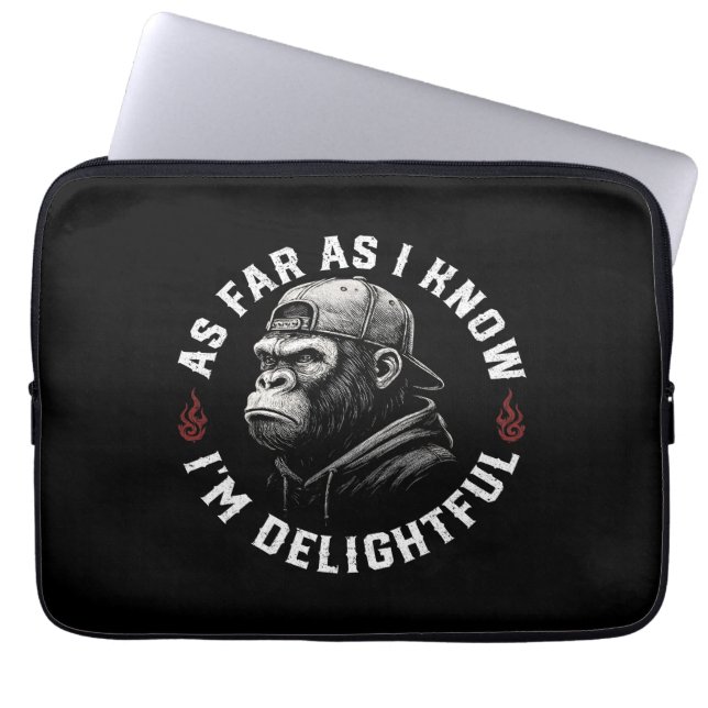 As Far As I Know I'm Delightful Funny Monkey Laptop Sleeve (Front)