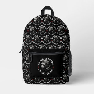 As Far As I Know I'm Delightful Funny Monkey Printed Backpack