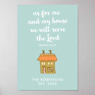 As For Me And My House Christian Personalized Poster