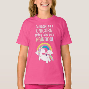 As Happy As A Unicorn Eating Cake On A Rainbow T-Shirt