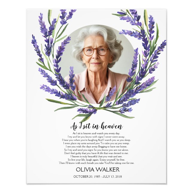 As I sit in heaven Photo Funeral Welcome Sign (Front)