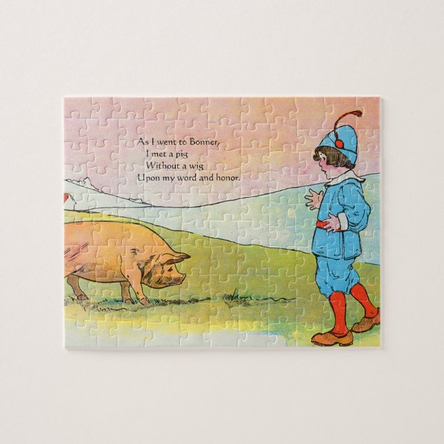 As I Went to Bonner I Met a Pig - Nursery Rhyme Jigsaw Puzzle (Horizontal)