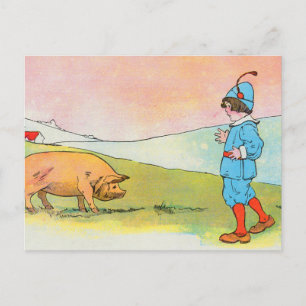 As I Went to Bonner I Met a Pig - Nursery Rhyme Postcard