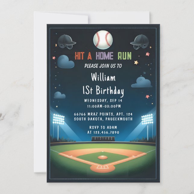 As Men Ball Wood Game Team Baseball 1st Birthday Invitation (Front)