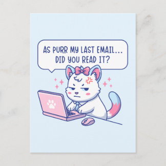 As Purr My Last Email - Funny Cat Office Humor Postcard