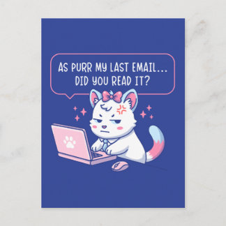As Purr My Last Email - Funny Cat Office Humor Postcard