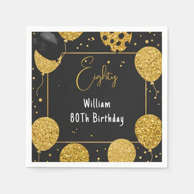 As Retro Fun Adult Humour Happy Chic 80th Birthday Napkin (Front)