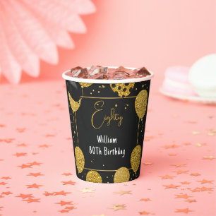 As Retro Fun Adult Humour Happy Chic 80th Birthday Paper Cups