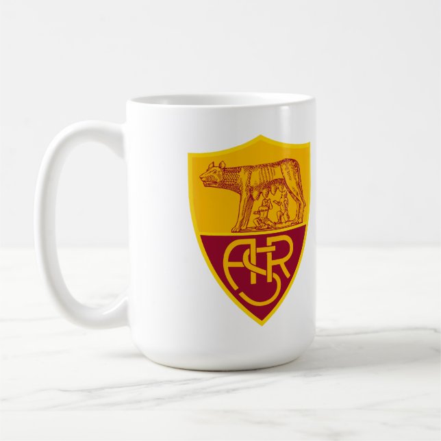 AS Roma Shield Vinyl Sticker – Maroon & Gold Footb Coffee Mug (Left)