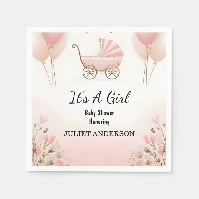 As Rose Boho Gold Mum Chic Spring Baby Girl Shower Napkin (Front)