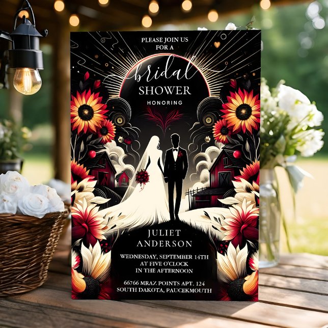 As Ruby Claret White Heart Red Black Bridal Shower Invitation (Creator Uploaded)