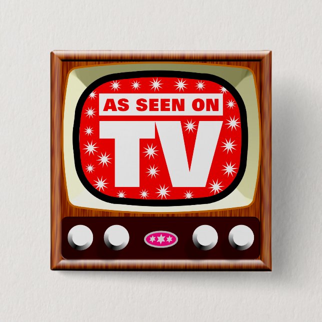 As Seen on TV - Retro TV - Customised 15 Cm Square Badge (Front)