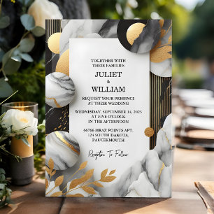 As Sheer Natural Work Stacked Stone Marble Wedding Invitation