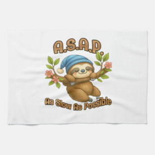 As Slow As Possible - Cute Sloth ASAP Classic T-Sh Tea Towel