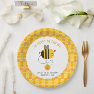As Sweet As Can Bee Themed Cute Kawaii Birthday Paper Plate