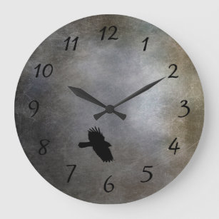 As The Crow Flies Through Time Large Clock