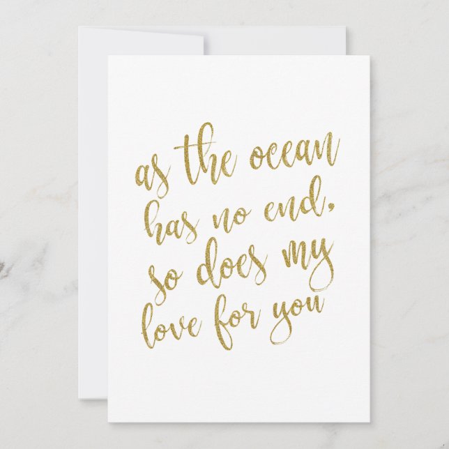 As the ocean has no end affordable wedding sign invitation (Front)