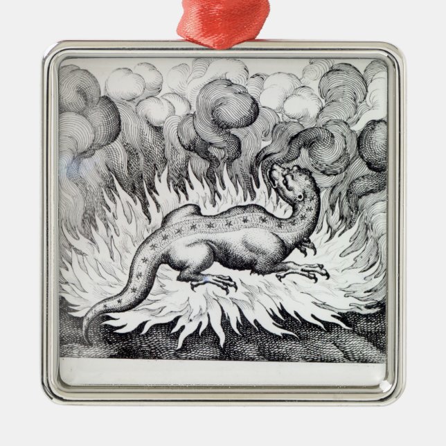 As the Salamander lives in fire Metal Tree Decoration (Front)