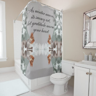 As winter weaves its snowy art, let gratitude warm shower curtain