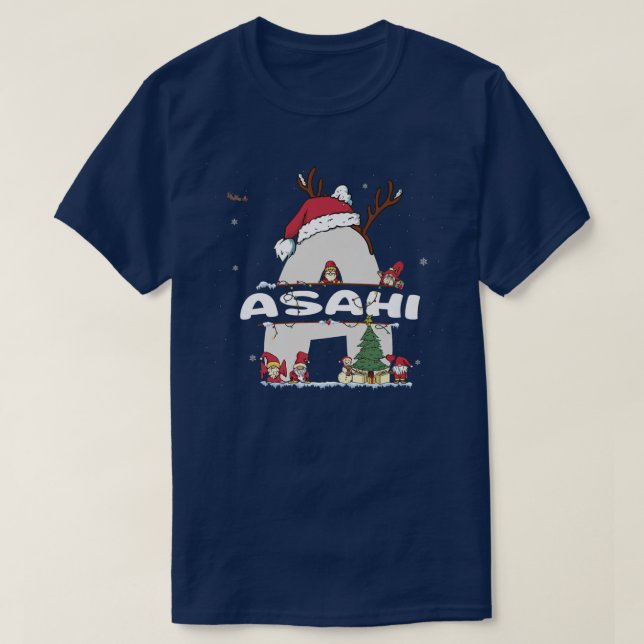 Asahi Christmas Shirt w Asahi Name for funny Xmas  (Design Front)