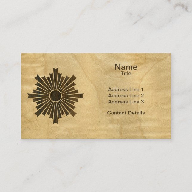 Asahiko Kamon Japanese Family Crest Wood Veneer Business Card (Front)