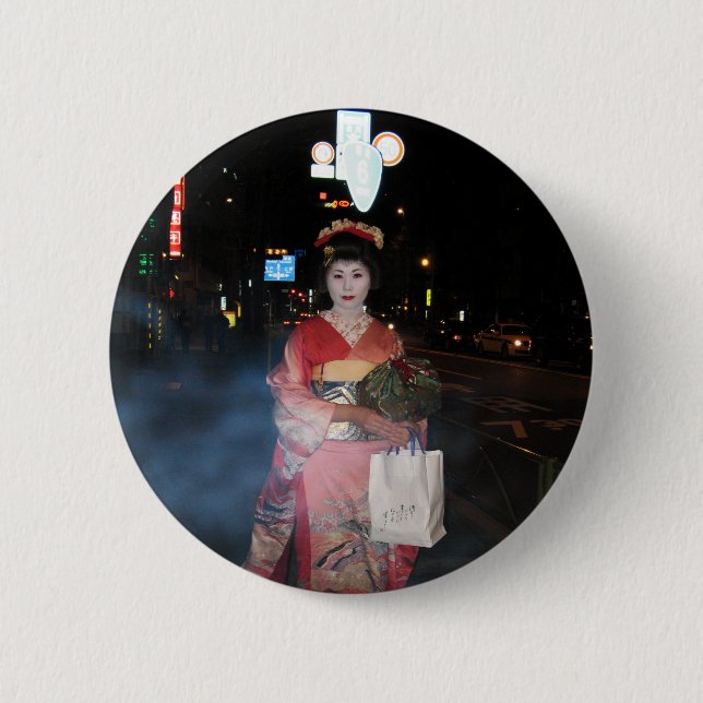 Asakusa Geisha Neo Tokyo 6 Cm Round Badge (Front)