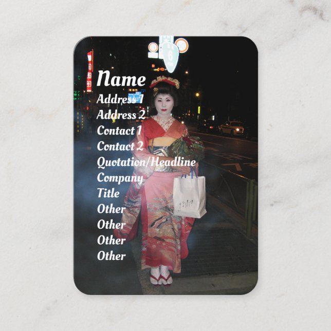 Asakusa Geisha Neo Tokyo Business Card (Front)