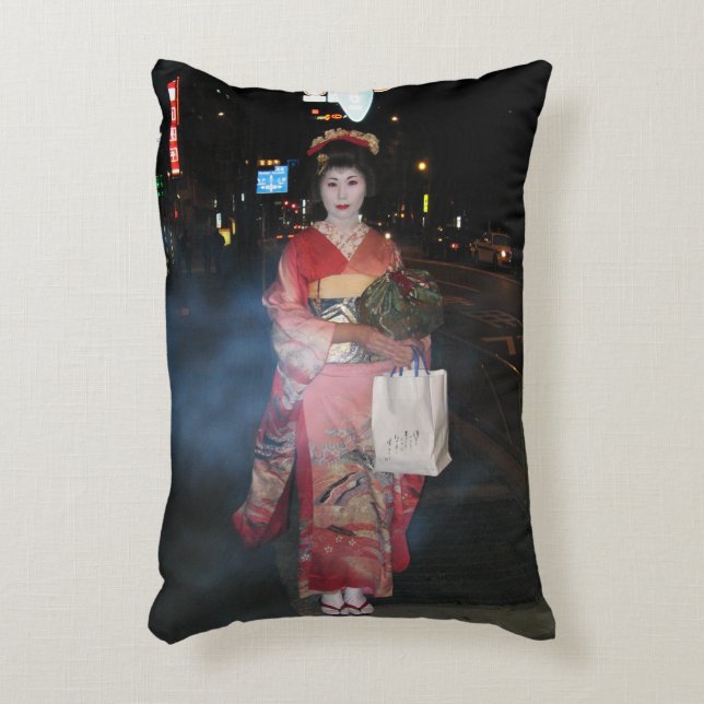 Asakusa Geisha Neo Tokyo Decorative Cushion (Front(Vertical))
