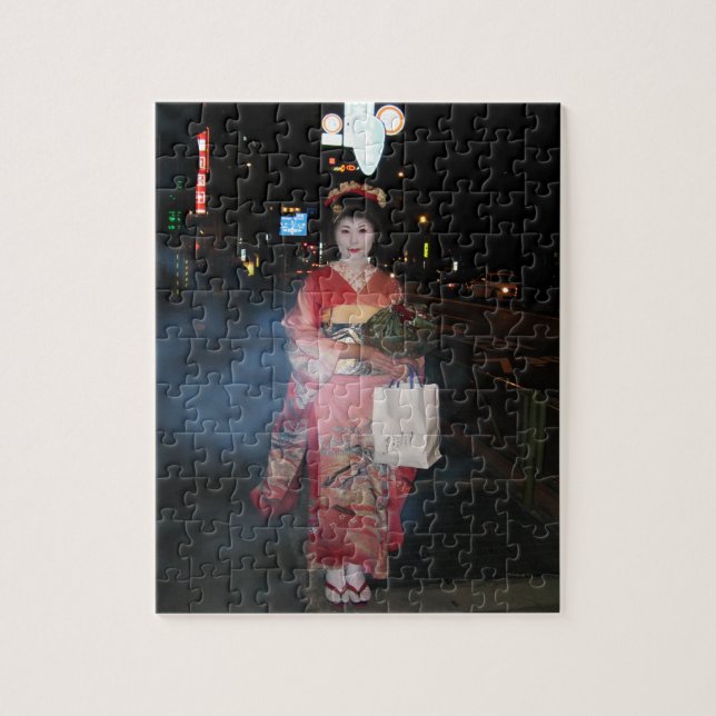 Asakusa Geisha Neo Tokyo Jigsaw Puzzle (Vertical)
