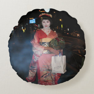 Asakusa Geisha Neo Tokyo Round Cushion