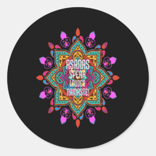 Asanas Flow Stronger With Vibrant Mandala Namaste  Classic Round Sticker