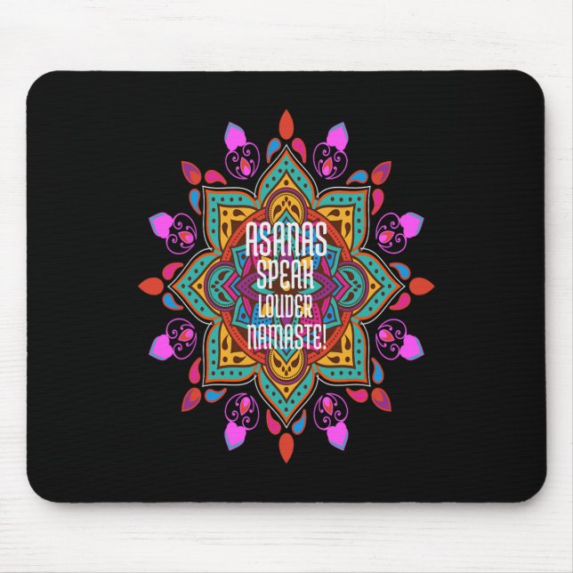 Asanas Flow Stronger With Vibrant Mandala Namaste  Mouse Mat (Front)