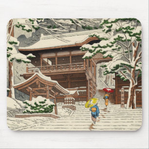 Asano Takeji Snow in Yuki Shrine shin hanga art Mouse Mat