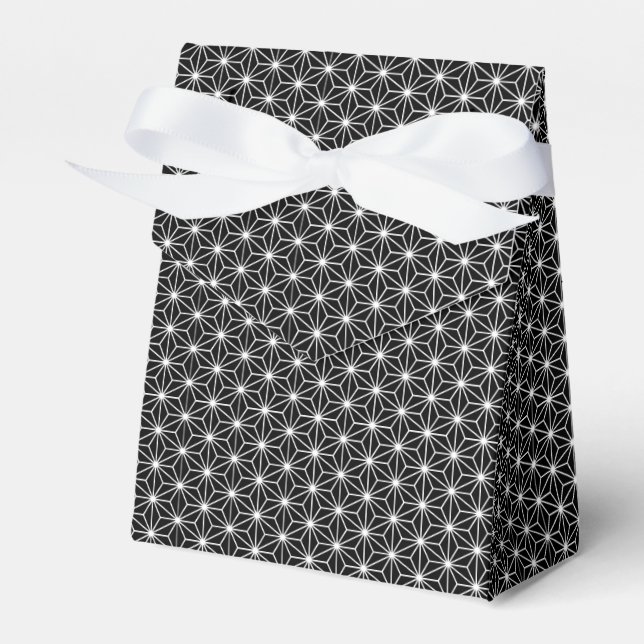 Asanoha Black and White Pattern Favour Box (Front Side)